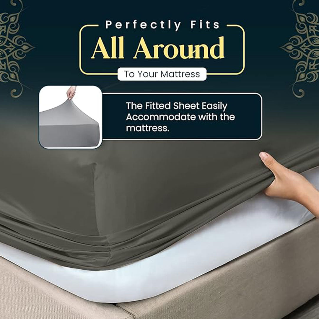 Sunshine Comforts King Size Microfiber Fitted Sheets - Breathable, Wrinkle-Resistant, 26cm Deep Pocket - Charcoal 152x200cm