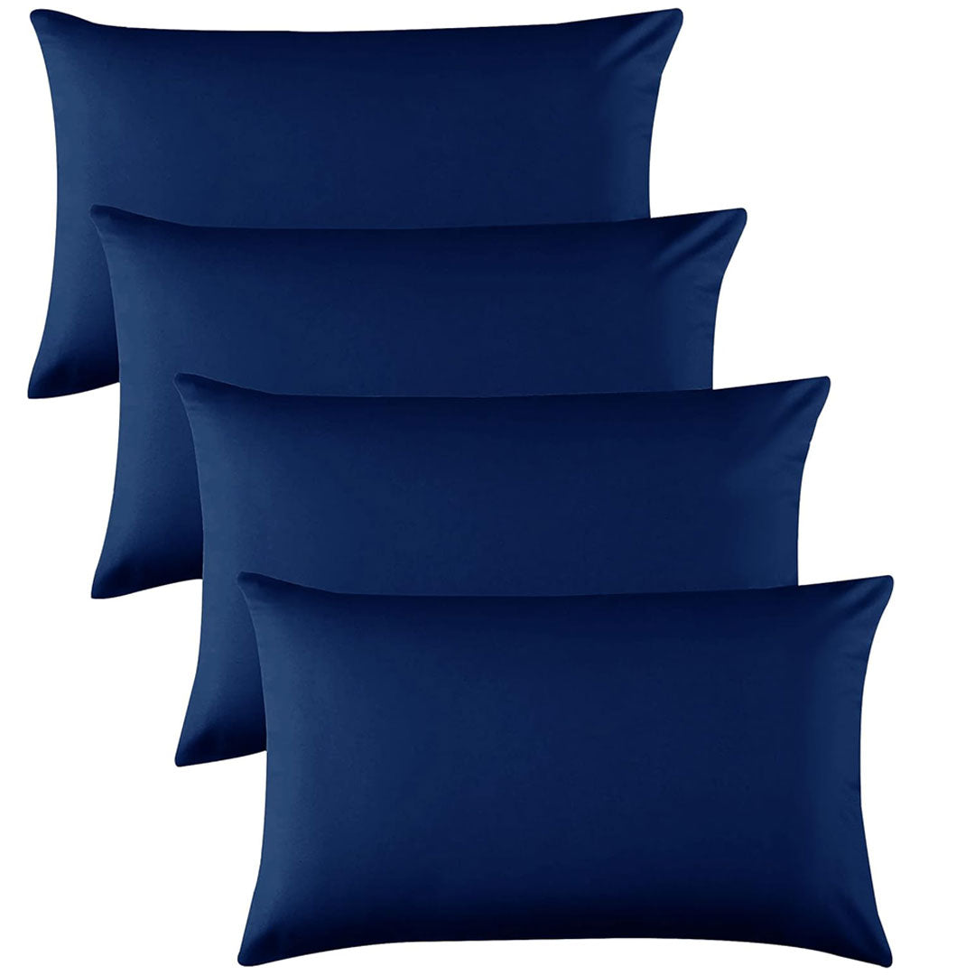 Hafaa Pillow Cases 4 Pack – Easy-Care Navy Brushed Microfiber Pillowcases - Wrinkle, Fade, and Stain-Resistant with Envelope Closure, 50x75 cm