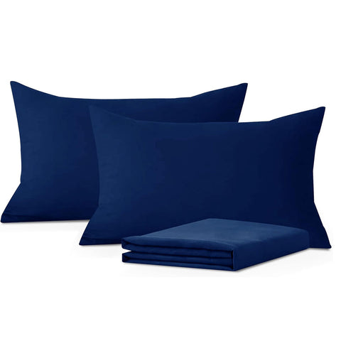 Hafaa Pillow Cases 4 Pack – Easy-Care Navy Brushed Microfiber Pillowcases - Wrinkle, Fade, and Stain-Resistant with Envelope Closure, 50x75 cm