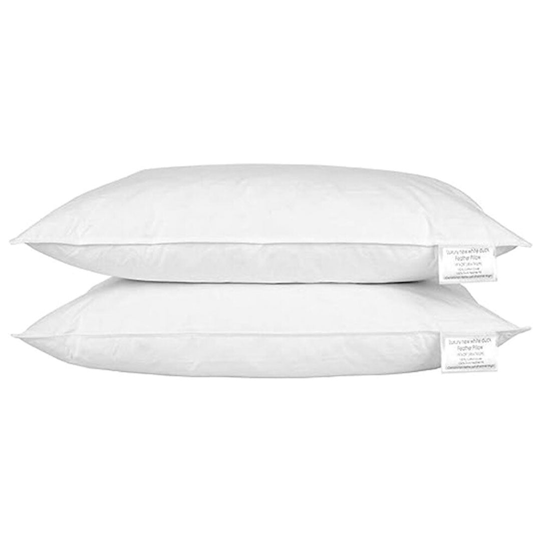 Casabella Pair of Duck Feather and Down Pillows - Standard Size (48x74cm) for Luxurious Comfort