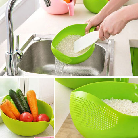 Plastic Rice Basket Sieve Drainer with Random Colour Filter: Versatile Kitchen Tool