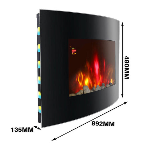 LED Curved Glass Electric Fireplace 
